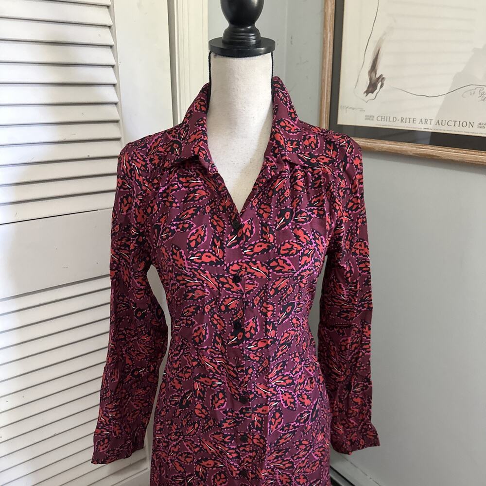 Anna Kay Shirt Dress Womens Large Dark Pink Mantry Midi Edgy Eclectic Euro Chic - Picture 2 of 11
